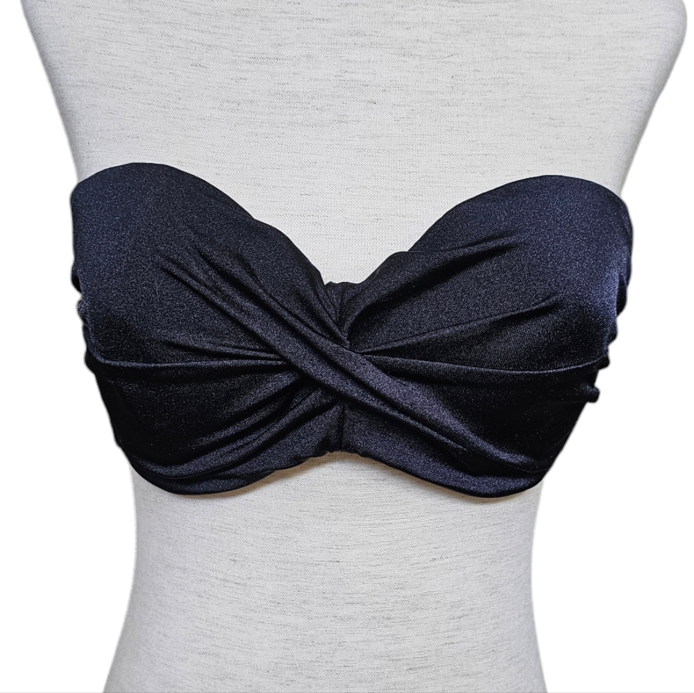 Victoria's Secret Black Twisted Front Bandeau Strapless Bathing Suit Top
